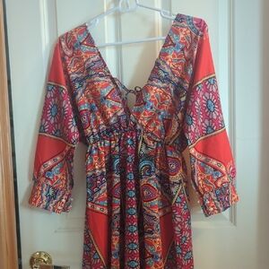 Bundle 4 For $5 sale Bohemian Red Floral Dress